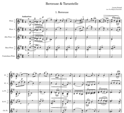 Berceuse & Tarantelle for flute nonet | ScoreVivo