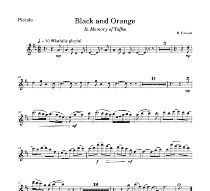 Black and Orange for flute sextet | ScoreVivo