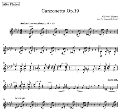 Canzonetta, Op 19 for clarinet solo and flute septet | ScoreVivo