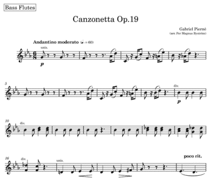 Canzonetta, Op 19 for clarinet solo and flute septet | ScoreVivo