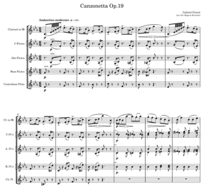 Canzonetta, Op 19 for clarinet solo and flute septet | ScoreVivo