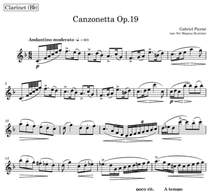 Canzonetta, Op 19 for clarinet solo and flute septet | ScoreVivo