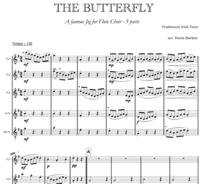 The Butterfly for flute quintet | ScoreVivo