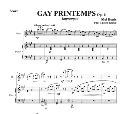 Gay Printemps, Op 11, Impromptu for flute and piano | ScoreVivo