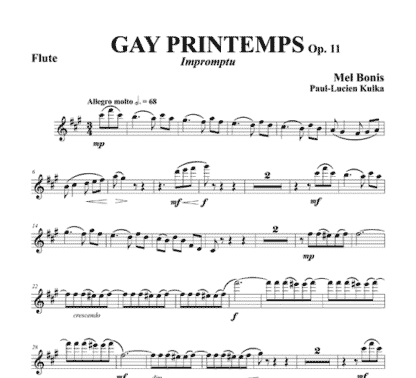 Gay Printemps, Op 11, Impromptu for flute and piano | ScoreVivo