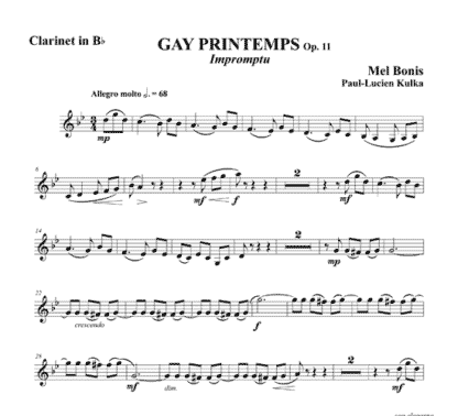 Gay Printemps, Op 11, Impromptu for clarinet and piano | ScoreVivo