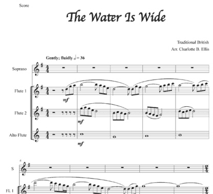 The Water is Wide for flute trio and soprano voice - Image 2
