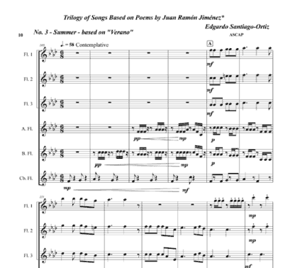 Trilogy of Songs for flute sextet and string bass optional - Image 4