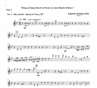 Trilogy of Songs for flute sextet and string bass optional - Image 6