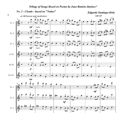 Trilogy of Songs for flute sextet and string bass optional - Image 3
